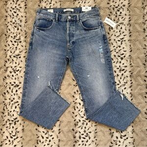 NWT PACSUN Vintage Loose Crop Raw Hem Button Fly Washed Denim Jeans